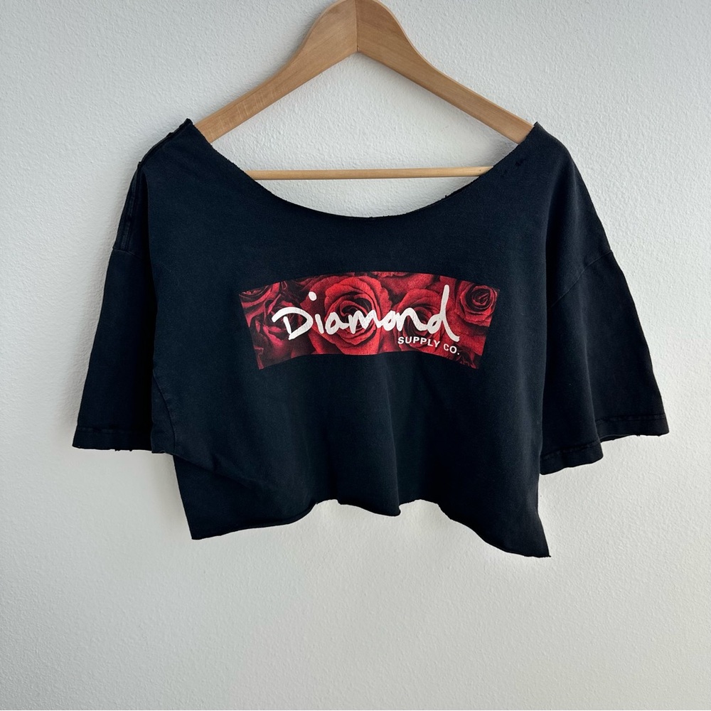 Diamond Supply Co. Destroyed Off the Shoulder Crop Top